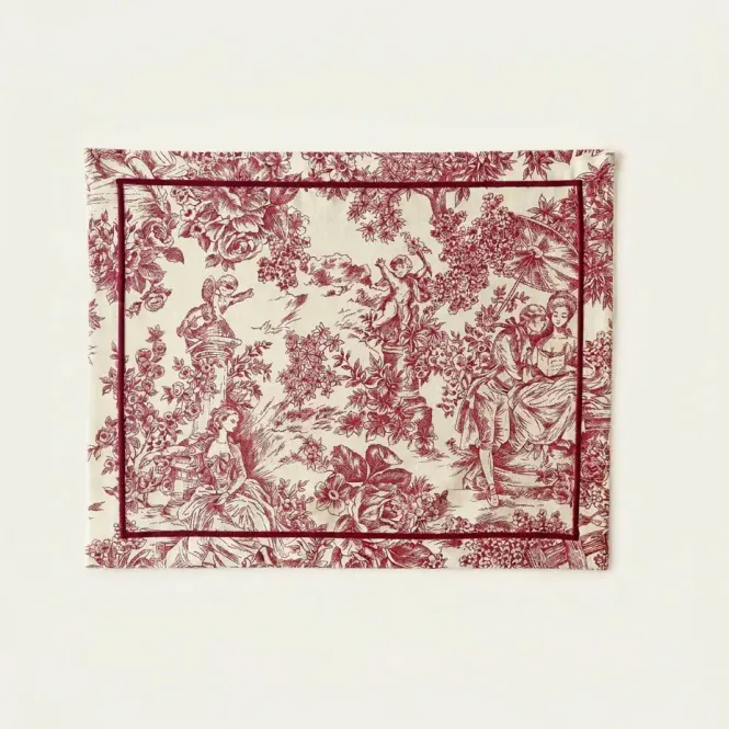 Hovedbilde Dekkebrikke Toile De Jouy vinrød