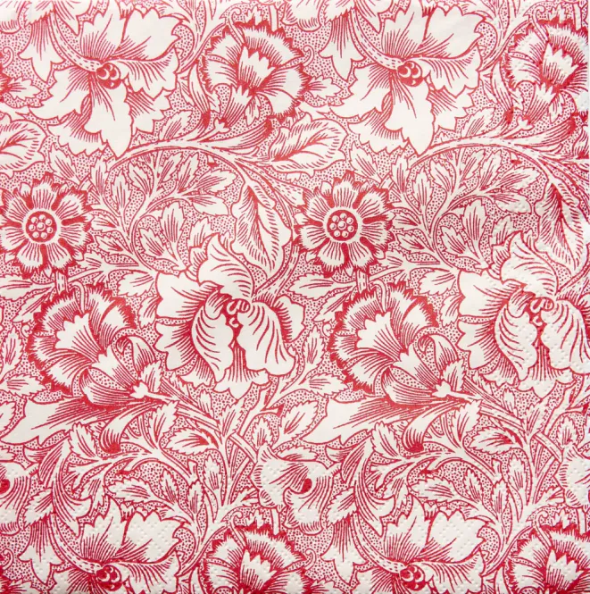 Hovedbilde Servietter Morris Pink & Poppy Red kaffe