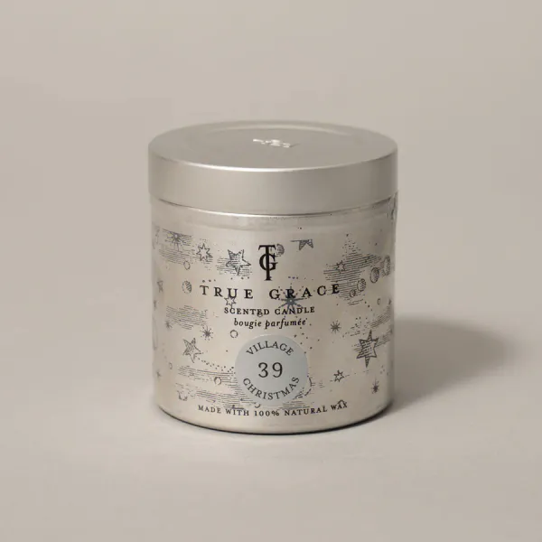 True Grace Village Christmas duftlys i metallboks