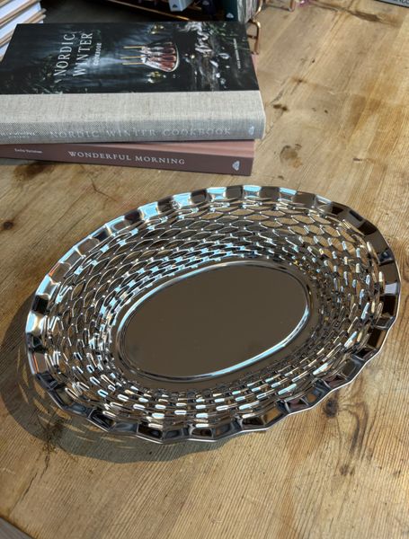 Brødkurv oval stor rustfritt stål