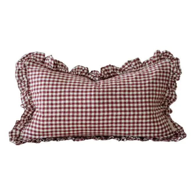 Hovedbilde Hallie Burgunder Gingham putetrekk 50x30