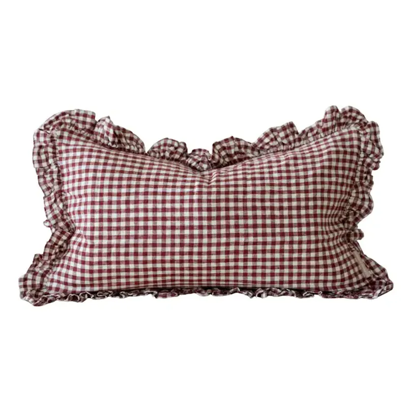 Hallie Burgunder Gingham putetrekk 50x30