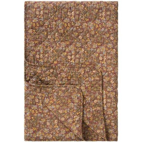 Ib Laursen Quilt rødbrun med blomster