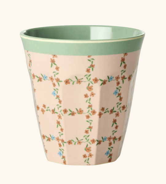Rice Melaminkopp Soft Pink Checkered Stencil M