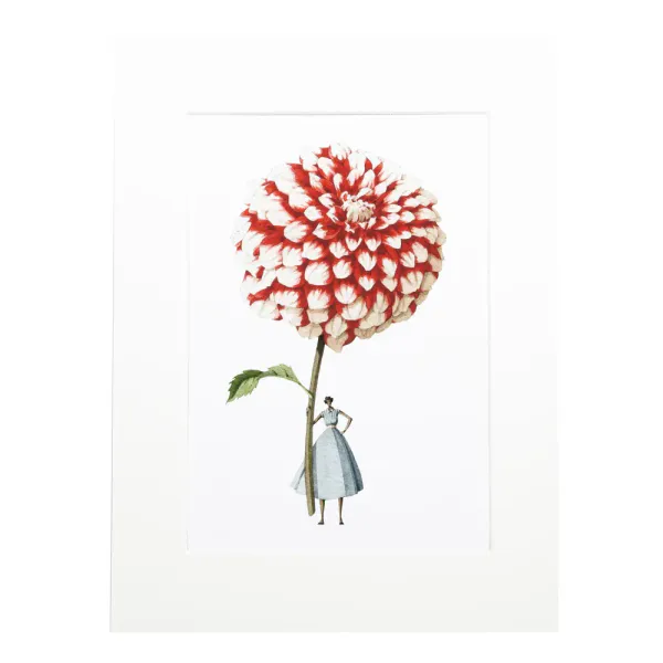 Laura Stoddart A4 Print - Dahlia Red & White