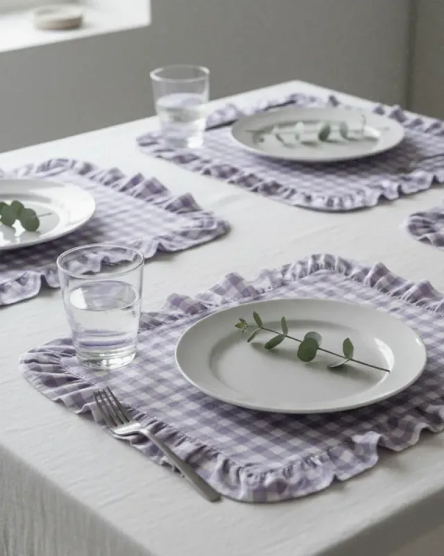 Dekkebrikke Gingham lavendel