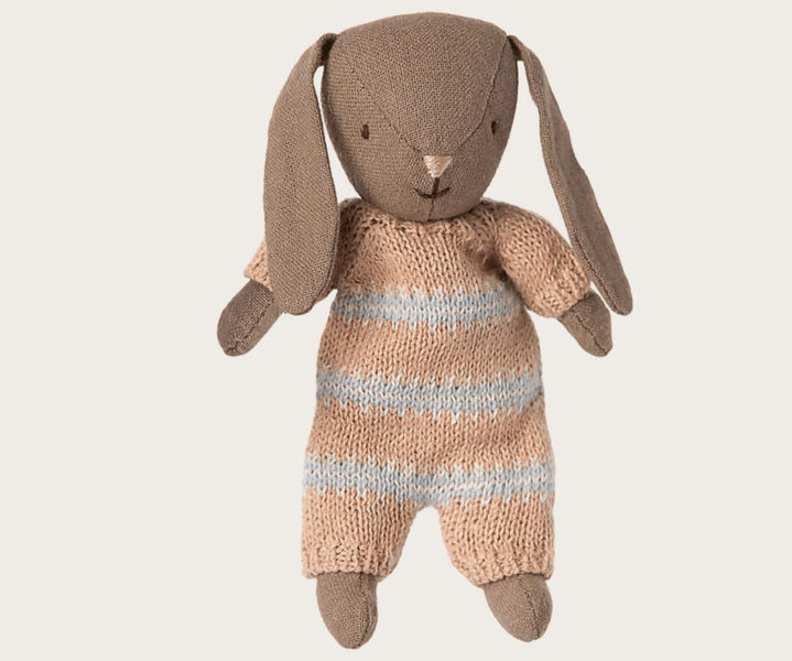 Maileg Bunny Micro Brown Dusty rose knitted suit