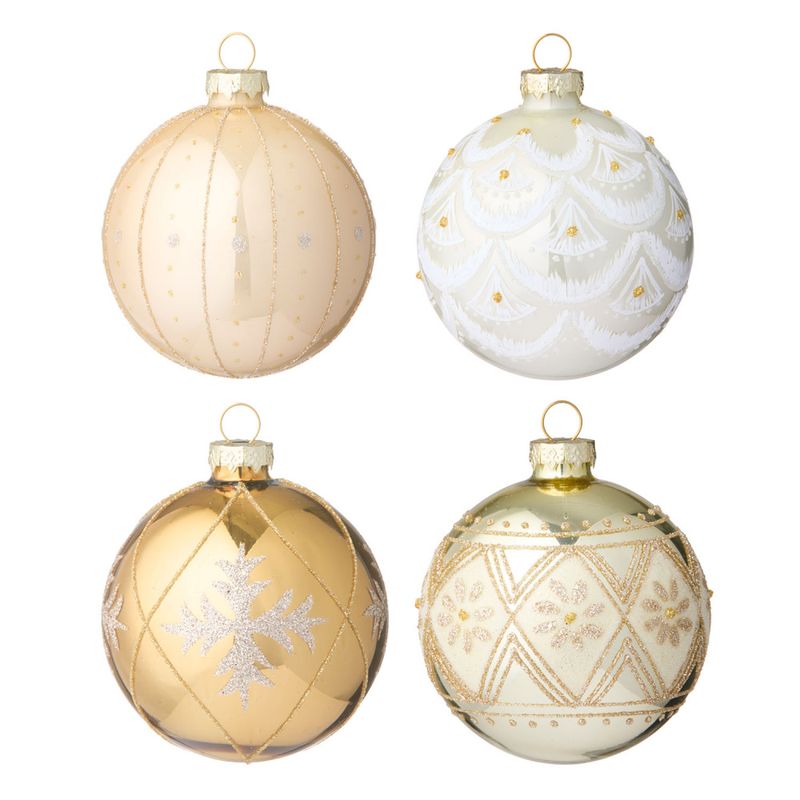 Glasskule Seraphim Golden 4pk