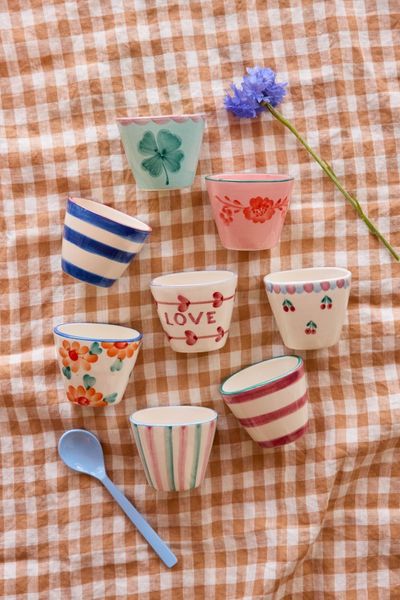 Rice Oval espressokopp orange blomster